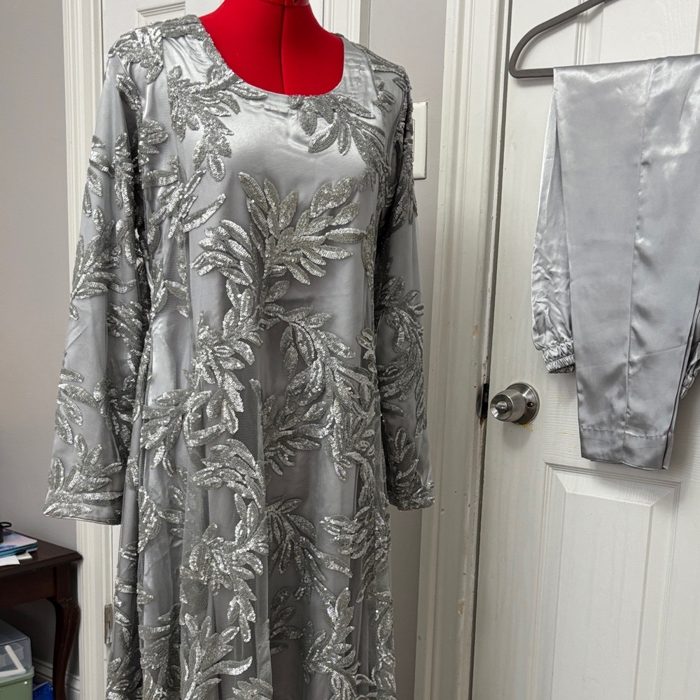 Elegant Silver Embellished Dress
